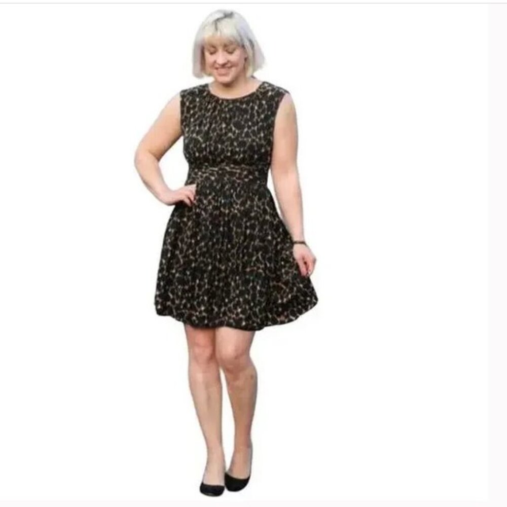 Boden Selina Sleeveless Animal Print A-line Ruched Dress Classic Women's US 4R